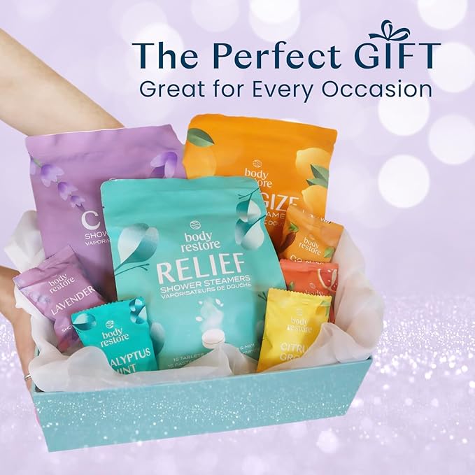 Body Restore Shower Steamers Aromatherapy 15 Pack - Fathers Day Unique Gifts for Dad, Grandpa, Birthday Gift for Mom, Daughter, Son, Best Friend, Travel Essentials, Self Care, Bath Bombs - Lavender