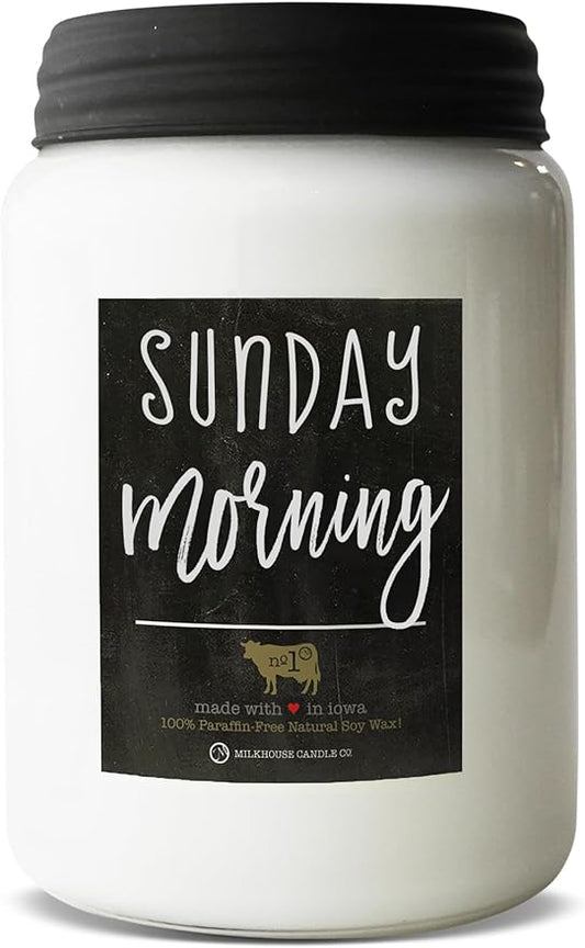 Milkhouse Candle Company - Sunday Morning - 26oz Beeswax and Soy Candles - Farmhouse Collection - 100% Natural, Paraffin Free, with Premium Fragrance Oil, Glass Jars with Lids