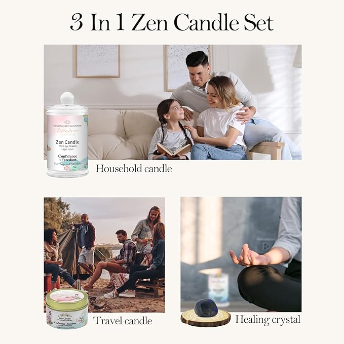 APSARAS Confidence+Freedom Scented Candles, Clary Sage and Patchouli Aromatherapy Spring Candle Sets for Women Gift for Bathroom, Jar Non Toxic Soy Candles for Home Scented, 36 Hours Burn Time