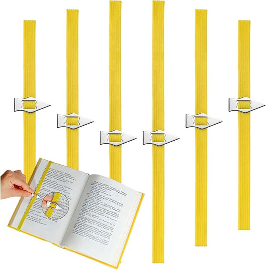 Elastic Bookmark,6 Pack Book Marks with Pointer Perfect for Book Reading-Mark Last Place,Planner Bookmarks for Reading Women,Men,Kids,Book Lovers(Yellow)