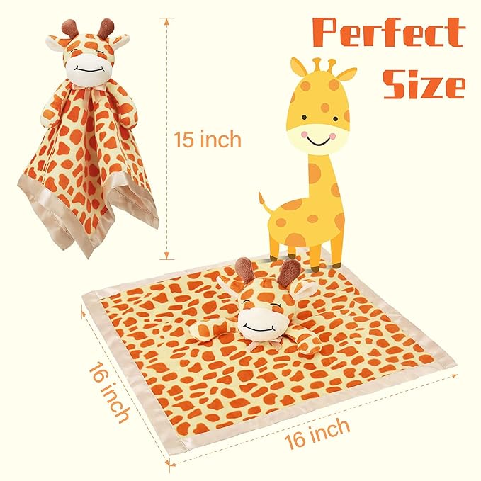 Pro Goleem Giraffe Loveys for Babies Soft Security Blanket Snuggle Toy Stuffed Animal Blanket Unisex Baby Lovie Baby Gifts for Infant and Toddler 16 Inch