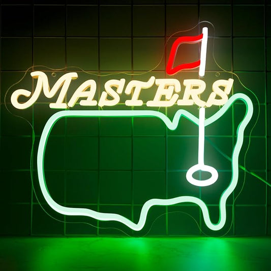 Masters Neon Sign, Golf Neon Signs for Wall Decor, Dimmable Led Signs for Bedroom, Light Up Signs for Golf Club Sports Bar Business Man Cave Party Decorations