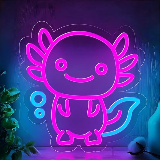 Axolotl Neon Sign for Wall Decor,Dimmable Axolotl Neon Light,Pink Animal Light Up Signs for Bedroom Party Bar Background Decoration