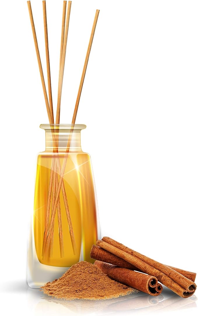 Reed Diffuser Cinnamon 3.4 Fl Oz(100ml) - Room Diffuser with Cinnamon Essential Oil - Home Fragrance - Aromatherapy Air Freshener - Oil Diffuser - Scented Diffuser - Cinnamon Aroma