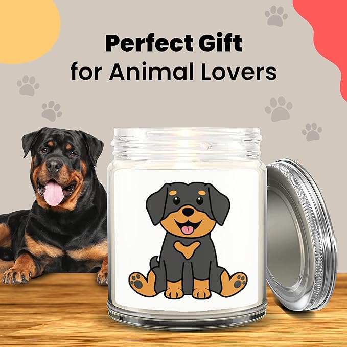 1OAK Lavender Scented Candles - Dog Mom Gifts for Women - Dog Candle - Made in USA (Rottweiler)