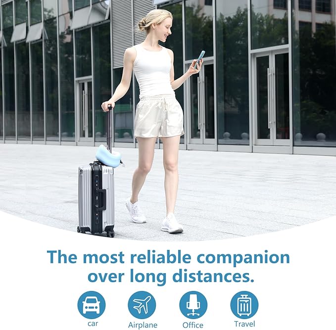 Neck Pillow Airplane, 100% Memory Foam Travel Pillow for Flight, Portable Adjustable Neck Pillow for Airplane, Car, Train, Bus, Removable and Washable Pillowcase, with Sleep mask and Earplugs