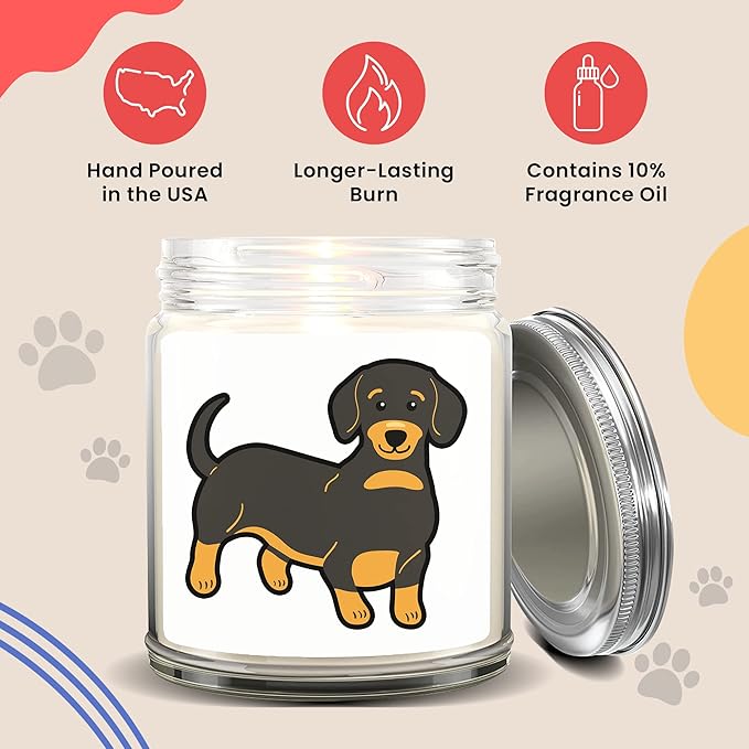 1OAK Lavender Scented Candles - Dog Mom Gifts for Women - Dog Candle - Made in USA (Dachshund)