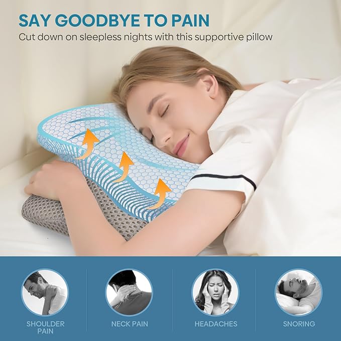 Cervical Pillow for Neck & Shoulder Pain Relief Sleeping - Ergonomic Contour Pillows - Memory Foam Pillow for Side, Back & Stomach Sleepers