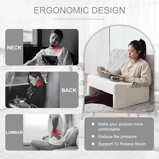 N&V Bed Rest Reading Pillows, High Density Foam Pillow for Gaming (Ivory)