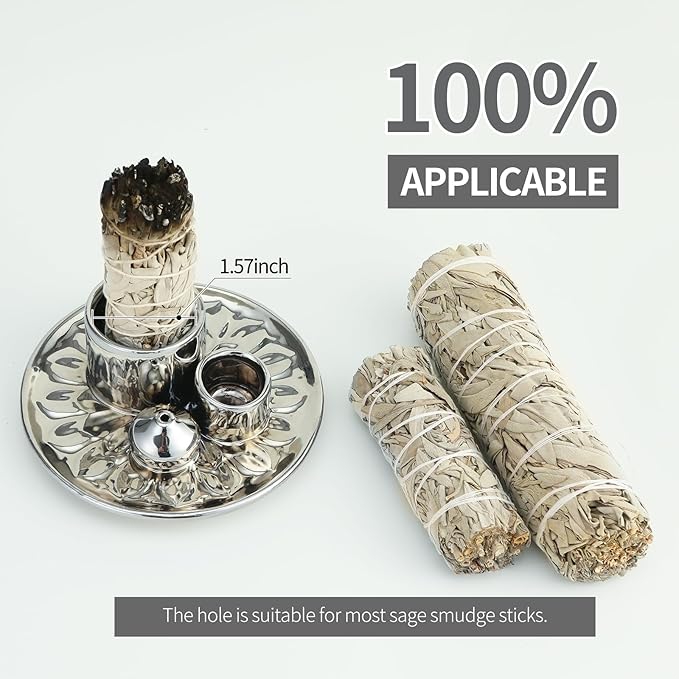 Palo Santo Sticks Holder, Multi-Purpose Handmade Ceramic Incense Burner for Palo Santo Incense Sticks, Sage Holder for Burning, Ash Catcher Tray for Meditation Yoga Room (Sliver)