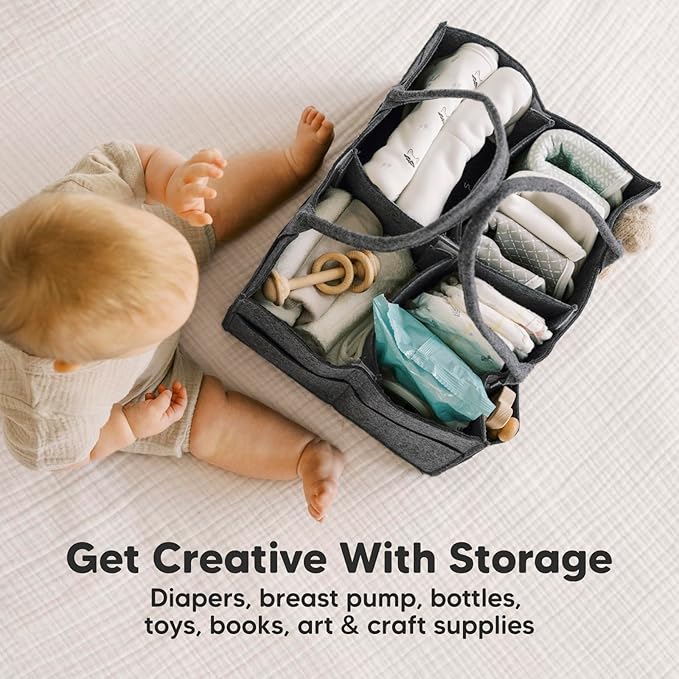 KeaBabies Diaper Caddy Organizer - Baby Organizer for Nursery, Car Storage Organizer, Baby Gift Basket, Changing Table Organizer,Portable Diaper Organizer Caddy for Girls, Boys(Mystic Gray)