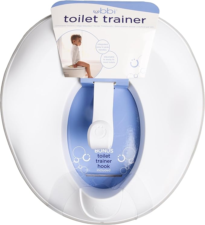 Ubbi Adjustable Toilet Trainer for Toddlers in Potty Training with Built-in Handles and Bonus Potty Hook for Easy Storage, Gray