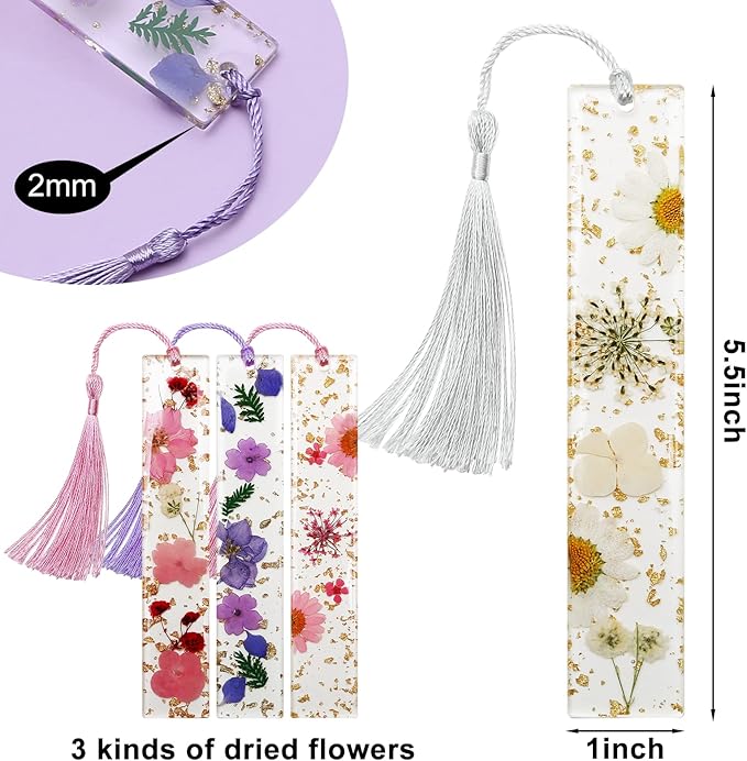 Book Marks for Book for Women, Kaluofan 3PCS Cute Bookmarks for Women, Durable Handmade Resin Bookmarks, Perfect Gift for Mothers Teachers Friends Book Lovers on Mother's Day Teachers'Day Christmas
