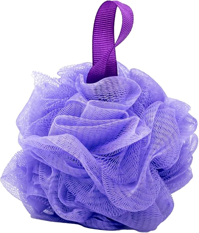 Plant Based Bubble Bath with Mesh Shower Loofah, Coconut Milk Recipe, Strawberry and Jasmine Scent, Amethyst