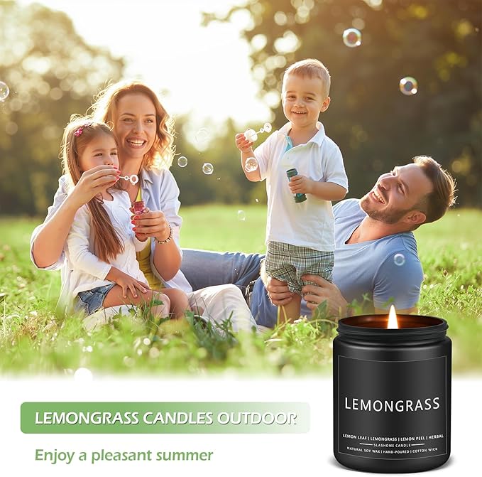 Lemongrass Scented Candles for Men, Outdoor Summer Gifts for Father Dad & Boyfriend, Soy Jar Candle for Home Scented (7oz)