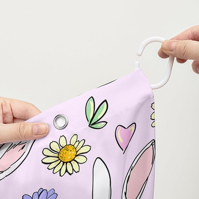 AILONEN Rabbit Bunny Shower Curtain for Bathroom,Cute Animal Shower Curtain Colorful Flower Decor Bath Curtain 36" W*72" H Polyester Fabric Waterproof Bathroom Bathtub Curtain with 12 Hooks