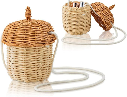 Handmade Small Rattan Pinecone-Shaped Storage Basket, Ideal for Organizing Small Items, Dollhouse Decoration, and Photography Props