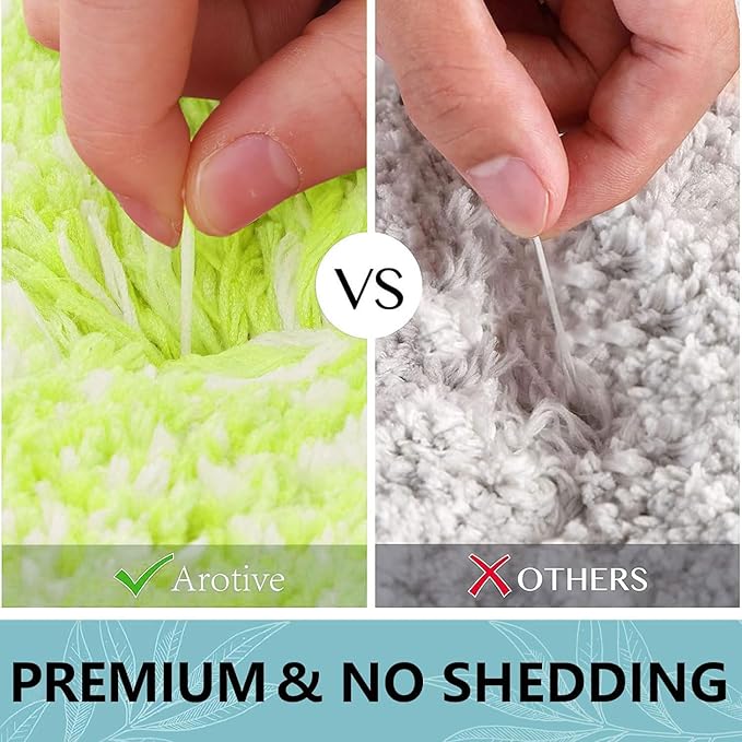 Arotive Microfiber Bathroom Rugs, Shaggy Soft and Absorbent Bath Rug, Non-Slip, Thick Plush Machine Washable Dry Bath Mats for Bathroom, Tub and Shower, 24x16, Light Green