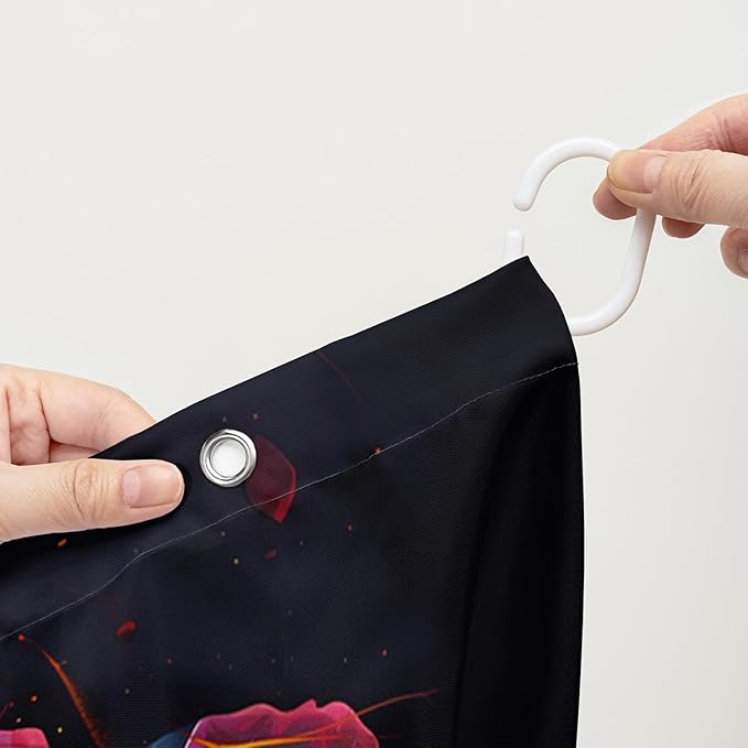 AILONEN Gothic Skull Shower Curtains for Bathroom,Red and Black Skeleton Sugar Skull Bath Curtain,Romantic Rose Flower Goth Skull Decor,Boys Men Curtain 12 Plastic Hooks Waterproof, 48" W x 72" H