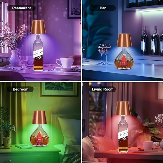 2025 New Wireless Bottle Lamp,RGB LED Bottle Light with Remote(RGB Rose Gold, 1pc)