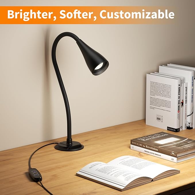 Book Light for Reading at Night in Bed, Wall Mount Reading Light for Bedside,Headboard, Eye Care LED, 5 Color & Brightness Dimmable, Flexible Gosseneck, 2 Pack