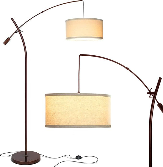 Brightech Grayson Arc LED Floor Lamp - Modern Office & Living Room Standing Lamp with Adjustable Arm - Industrial Style for Bedroom Reading - Bronze