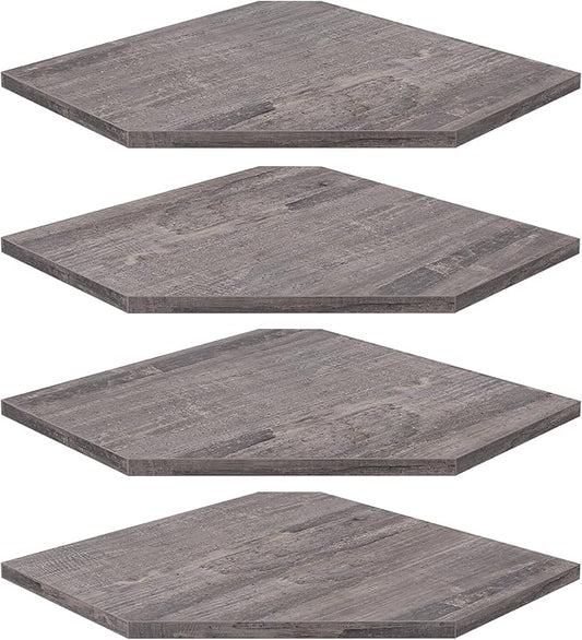 Homode Corner Shelf Wall Mount, Set of 4 Corner Floating Shelves with Cord Hole, Wall Shelf Organizer, Wood Hanging Storage Shelving for Bathroom Bedroom Kitchen, Rustic Grey