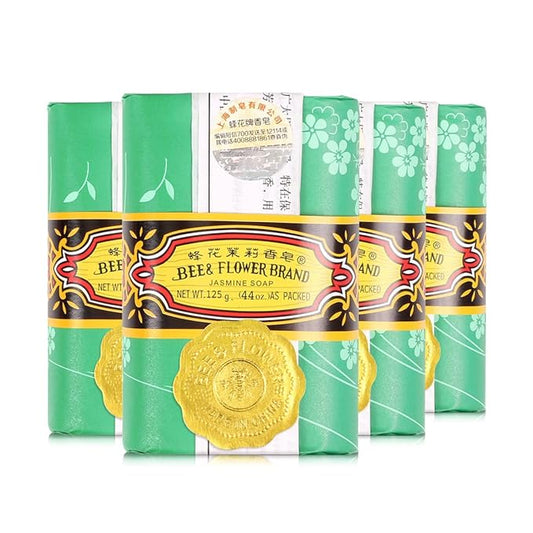 Bee & Flower Soap Bar Jasmine Soap Moisturizing Bath Soap Bars Nourishes Your Skin 4.4 oz(Pack of 4)