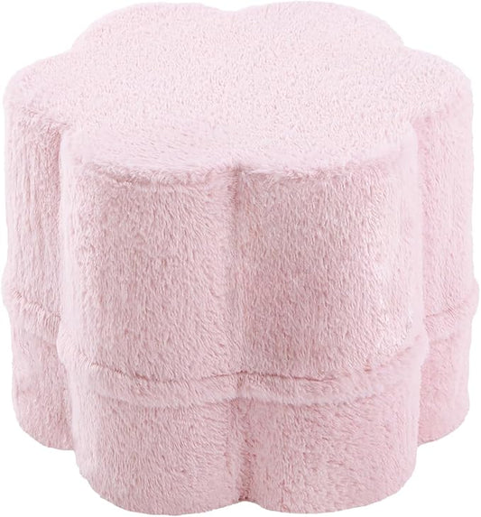 Tiita Floral Pouf Ottoman, Foot Stools Ottoman with Foam Chunk Filling, Puff Foot Rest for Couch, Living Room, Kids Room, Pink