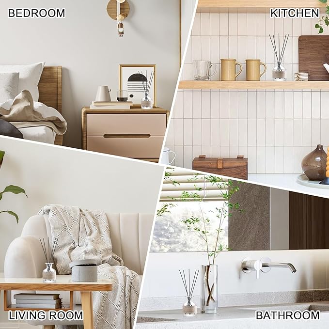 Reed Diffuser Set,4.1 oz Gardenia Scented Oil Diffuser with 5 Reed Sticks,Home Fragrance Reed Diffuser for Bathroom Bedroom Office Shelf Decor & Air Fresheners