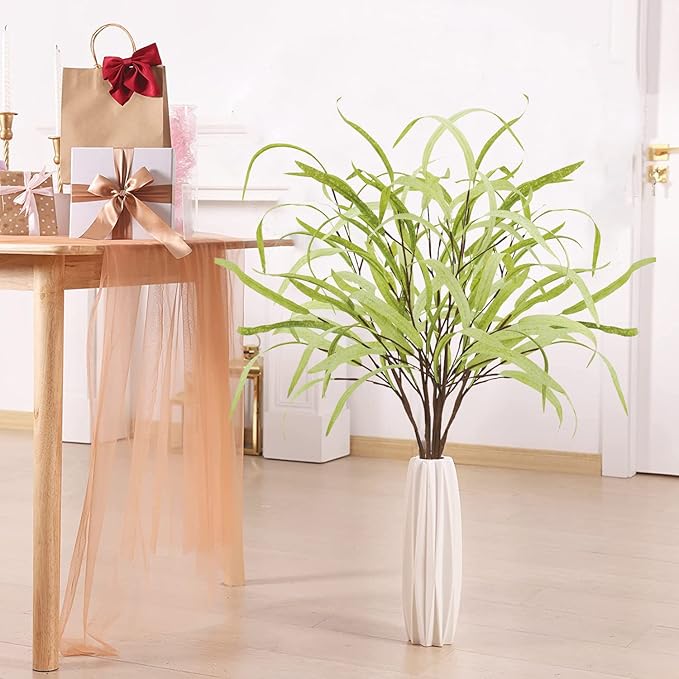 6pcs Artificial Greenery Stems 27.5" Artificial Spring Faux Greenery Stems Plants Fake Greenery Branches for Flower Arrangement Bouquets Floral Vase Wedding Decor