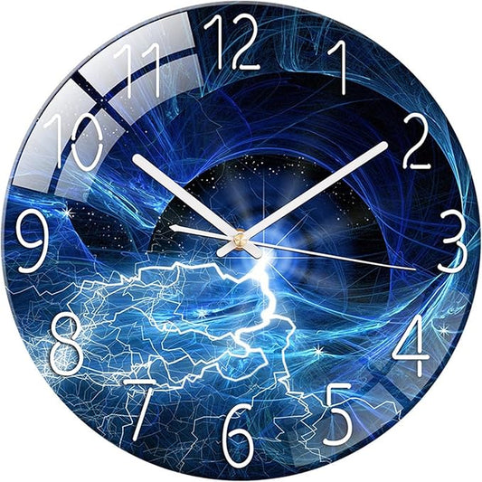 Ergocar Glass Wall Clock Silent Scanning Mechanical Round Glass Wall Clock, Suitable for Living Room, Kitchen, Office.