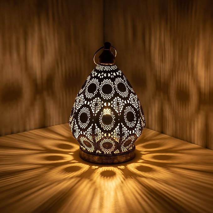 Moroccan Mosaic Table Lamp Metal Turkish Moroccan Handmade Mosaic Bedside Lamp Vintage Nightstand Lamp for Bedroom Living Room Home Decor, Size 11" H x7.5 D