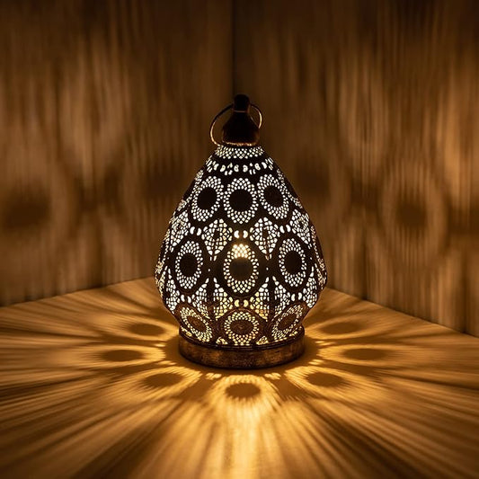 Moroccan Mosaic Table Lamp Metal Turkish Moroccan Handmade Mosaic Bedside Lamp Vintage Nightstand Lamp for Bedroom Living Room Home Decor, Size 11" H x7.5 D