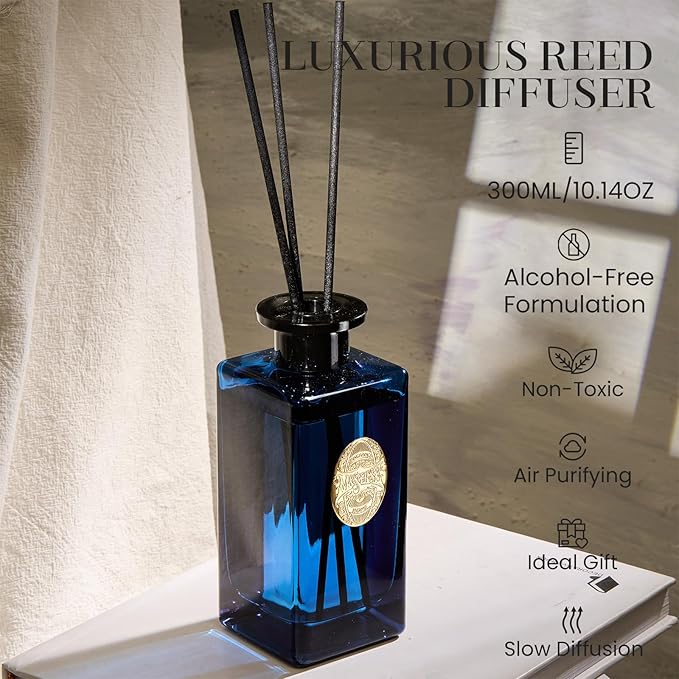 M&SENSE 10.14 oz Large Reed Diffuser | Midsummer Evening Scent Oil Diffuser with Sticks |Long Lasting Non-Toxic Essential Oil |Reed Diffuser for Bathroom Shelf Decor