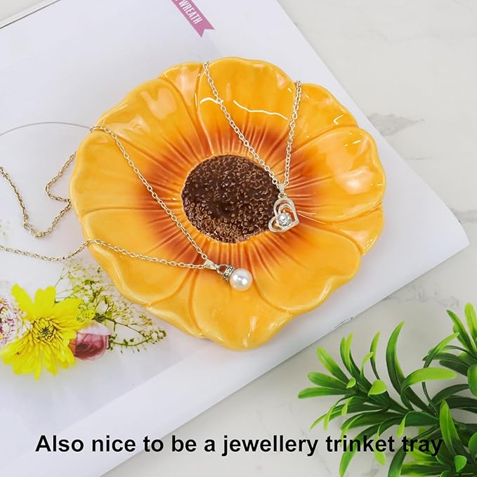 Elegant Bathroom Soap Dish, Inspired by Nature Sunflower, Ceramic Soap Dish Holder, Self-Draining and Multiple Styles for Bathroom Kitchen Accessories