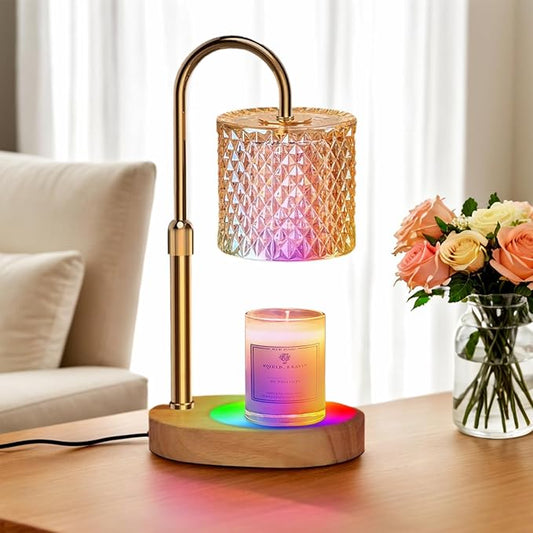 Candle Warmer Lamp with 7 LED Color Changing, Timer Dimmer Height Adjustable, Candle Warmer with RGB Model with 2 Bulbs, Home Decor for Mom, Wife, Lover, Friend