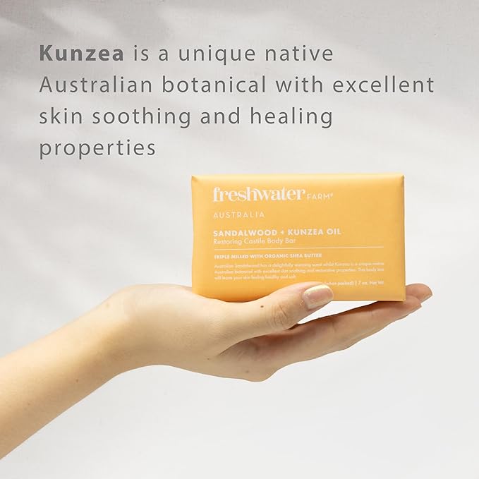 Natural Soap Bar- Healing Sandalwood + Kunzea Oil 7oz x 8 Pack.Castile Natural Bar Soap/Body Soap Bars With Essential Oil For Sensitive Skin