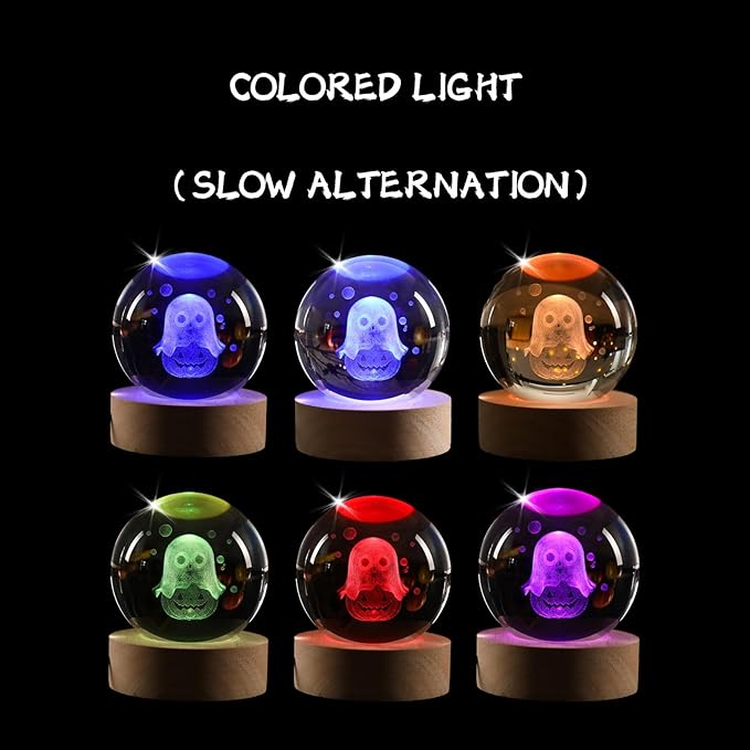 Ghost Night Light,Red Halloween Lights,Crystal Rechargeable Beside USB Vintage Halloween Decor Light,Funny Office Desk and Halloween Gifts for Woman and Kids