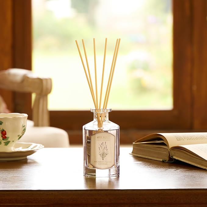 Airkeep Reed Diffuser Set-6.09 oz (180ml) Lavender Southern France Scented Diffuser with 8 Reed Sticks Home Fragrance Oil Diffuser for Bathroom Shelf Decor