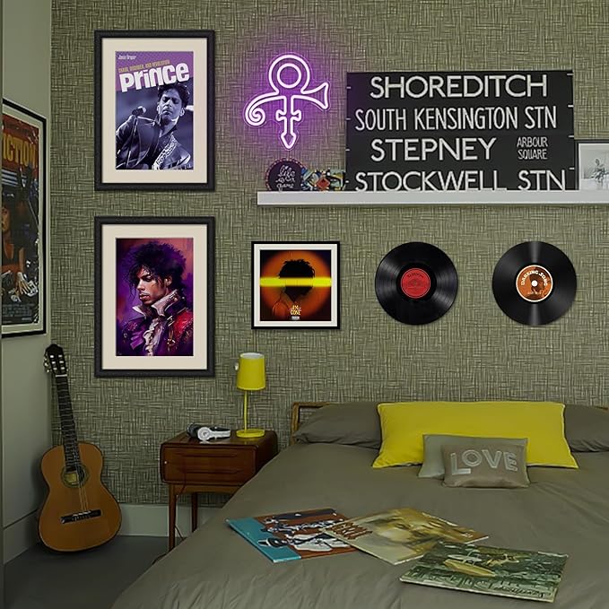 Prince Symbol Neon Sign for Wall Decor Dimmable Led Prince Neon Light Sign for Bedroom Music Singer Themed Party Gift Prince Neon Light for Prince Birthday Party Decoration, purple