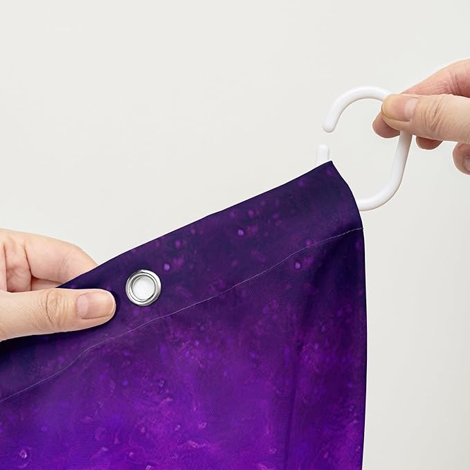 AILONEN Paris Tower Shower Curtain,Purple Glowing City Waterproof Fabric Shower Curtain for Girls Boys Kids Teens, 36" W*72" H Night Eiffel Tower Oil Painting Shower Curtain