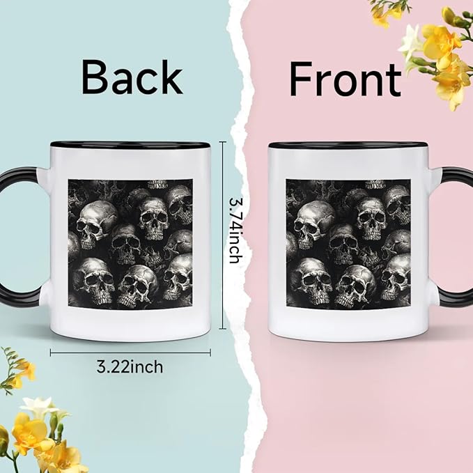 Mugs for Women, Coffee Cups Ceramic Mug, Skulls Head Tea Cups with Handle for Men, 11.2oz Ceramic Coffee Cup for Home Unique Coffee and Tea Mug Aesthetics