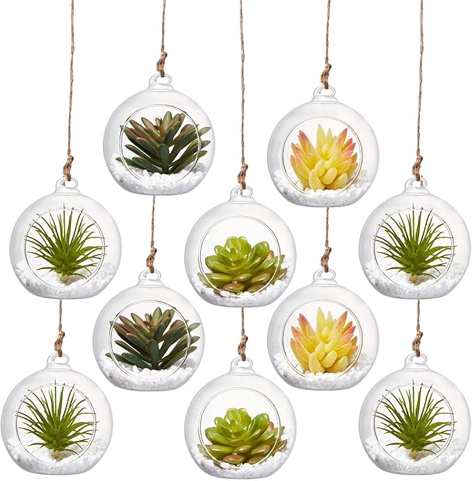 Hanging Glass Candle Holder, Globe Glass Tea Light Holder, Hanging Glass Vase, Flower Plants Terrarium, Glass Orbs Container, Micro Landscape DIY for Home, Office, Wedding (2.36" 24Pcs)