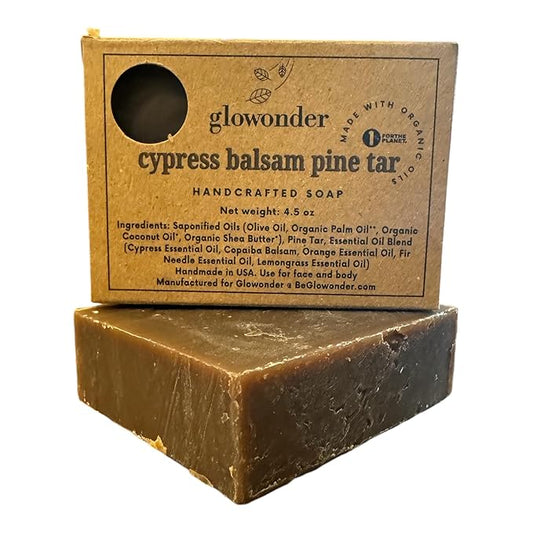 1 Pack - Cyprus Balsam Pine Tar - Handmade Organic Bar Soap for Face and Body - Moisturizing, All-Natural, Cruelty-Free - Botanical Ingredients - Shower, Bath, Hand Soaps, Gifts - 4.5 oz