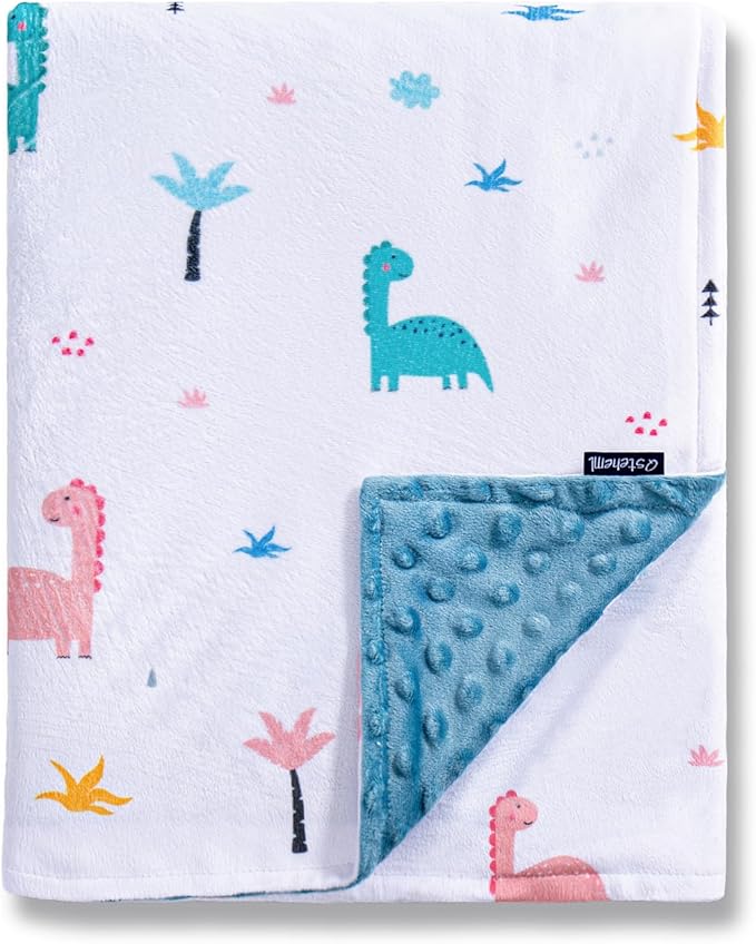 Baby Blanket for Boys Girls Super Soft Blanket,Fluffy Warm Lightweight Baby Receiving Blankets,Double Layer with Dotted Backing for Toddler Nursery (Dinosaur, 50 * 60inch)