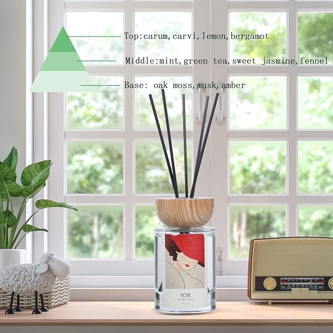 Reed Diffuser Sets 4oz(120ml) Jasmine Natural Scent Oil Diffusers Home Fragrance with Reed Diffuser Sticks for Home Office Bathroom Aromatherapy Decor