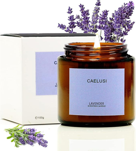 Soy Candles Clearance for Home Scented Aromatherapy Candles Natural Soy Wax Candles Gifts for Women/Men Premium Candles Essential Oils Long Lasting Amber Jar Candles (Lavender Candle 8.5oz)