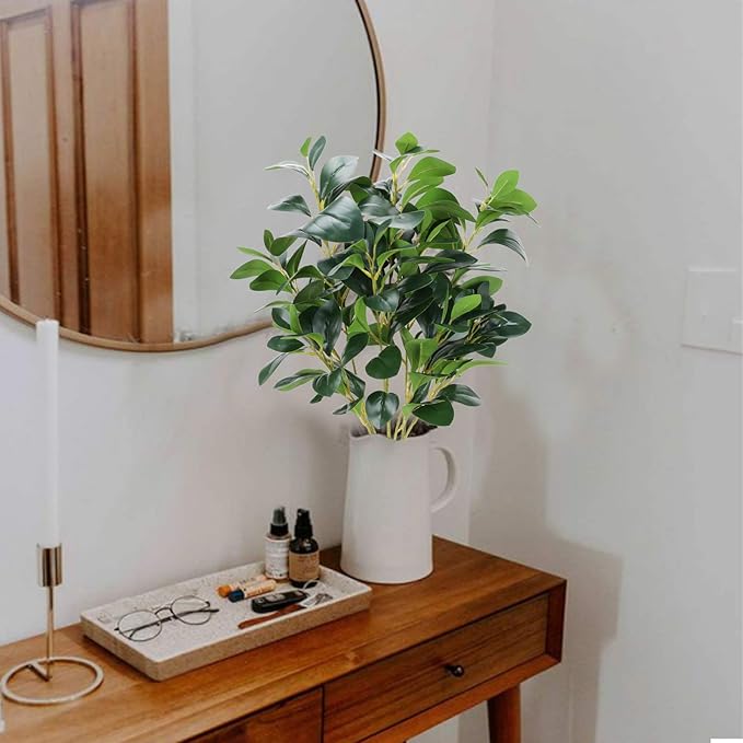 AILANDA Artificial Greenery Stems 32.3'' Long Stem Artificial Shrubs Plants Faux Eucalyptus Leaves Silk Greenery Stems Arrangement for Floor Vase Spring Floral Home Decor Wedding Table Centerpiece
