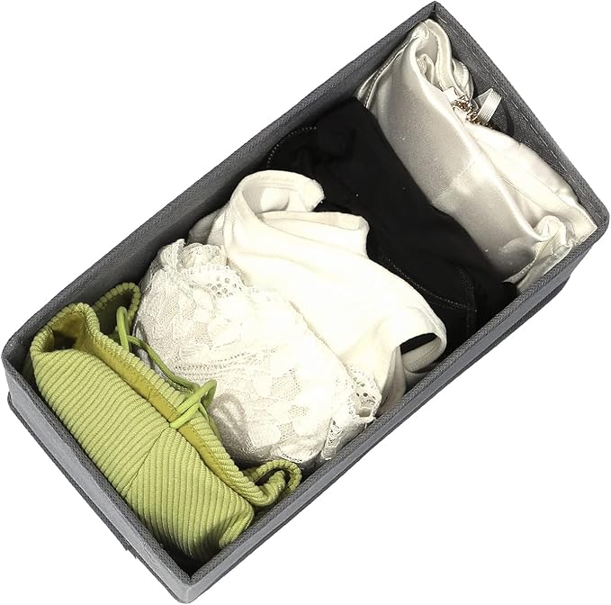 Socks Drawer Organizer Set of 3 Pack Beige, Underwear Dividers, Closet Cabinet Dresser Wardrobe Storage Boxes for Panties Stockings Leggings